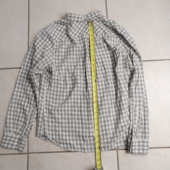 UNTUCKit Women's Flannel Gingham Button Up Shirt Sz 12 Gray White Soft Top - Picture 6 of 9